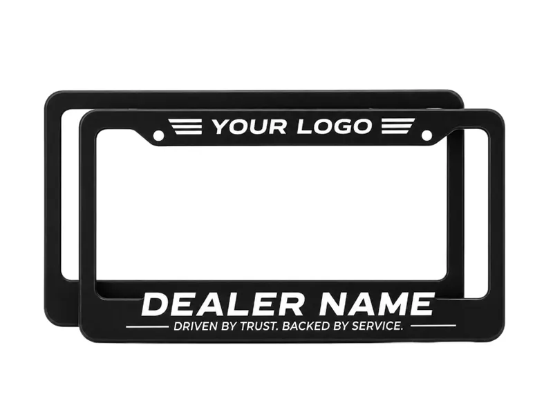 White on Black Printed License Plate Frames