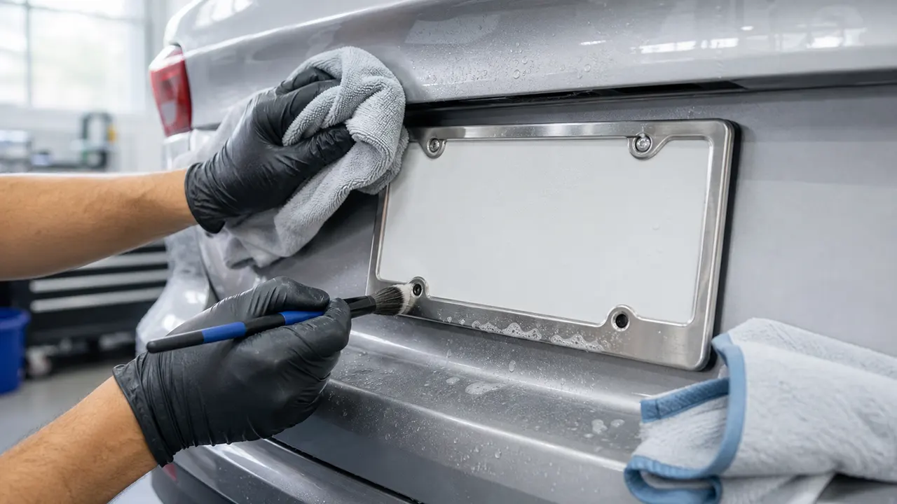 how to clean license plate frame