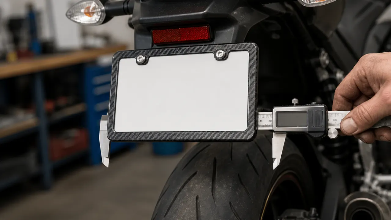 motorcycle license plate frame size