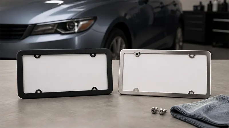 silicone vs metal license plate frame