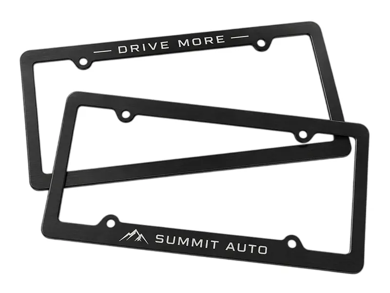 black anodized engraved license plate frames