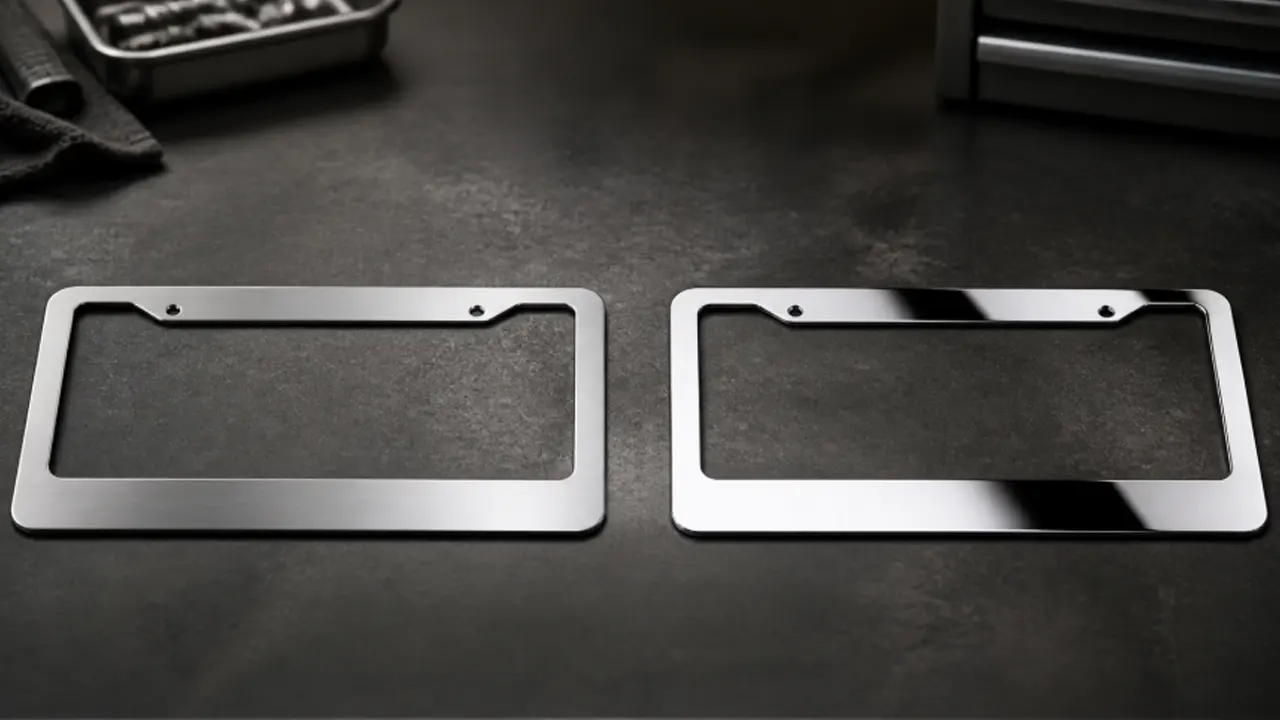 brushed vs polished stainless steel license plate frame
