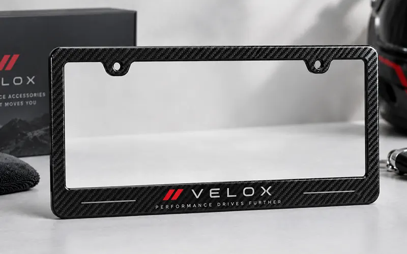 carbon fiber look promotional license plate frame