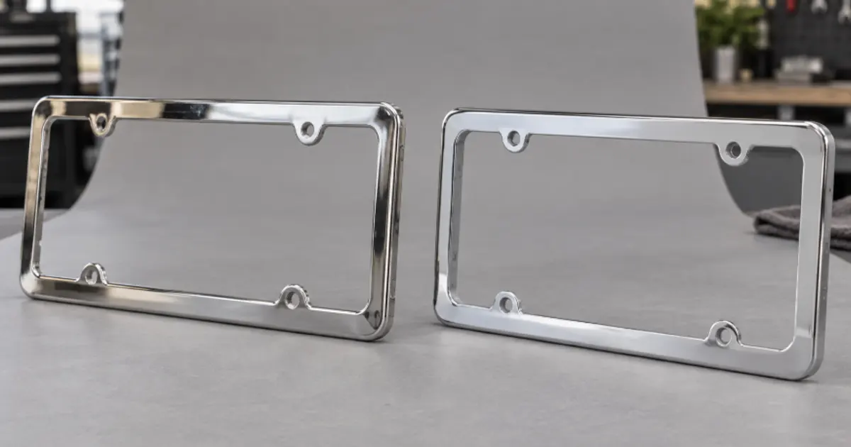 chrome plated vs chrome look license plate frame