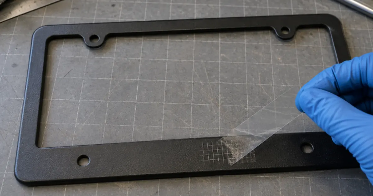 coating adhesion test license plate frame