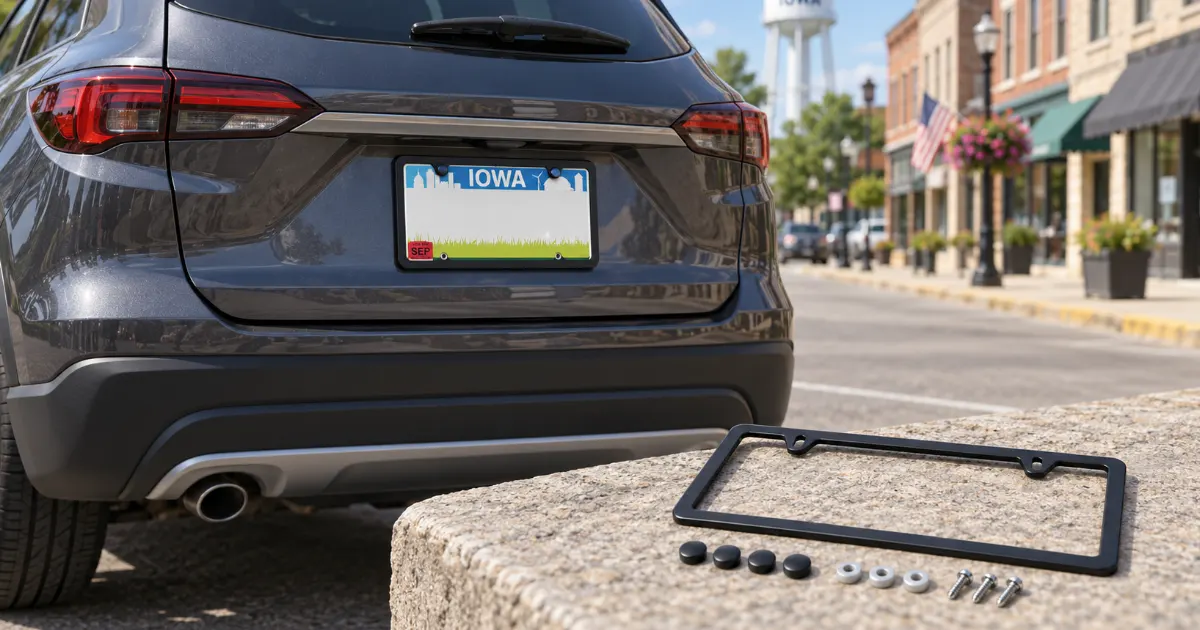 iowa license plate frame law