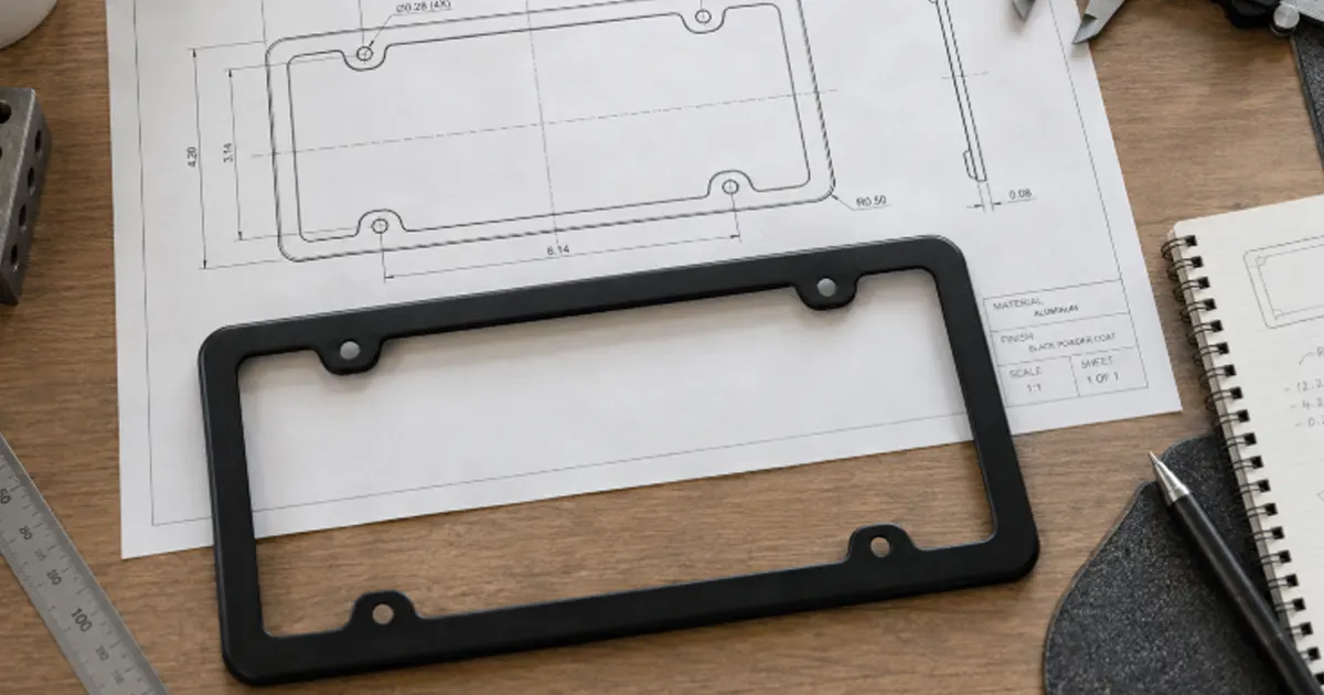 license plate frame cad drawing