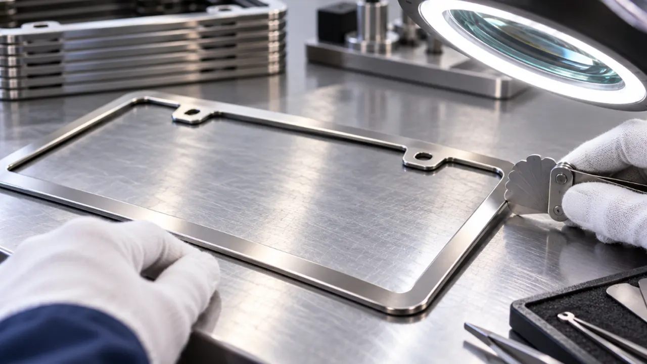 license plate frame edge sharpness inspection