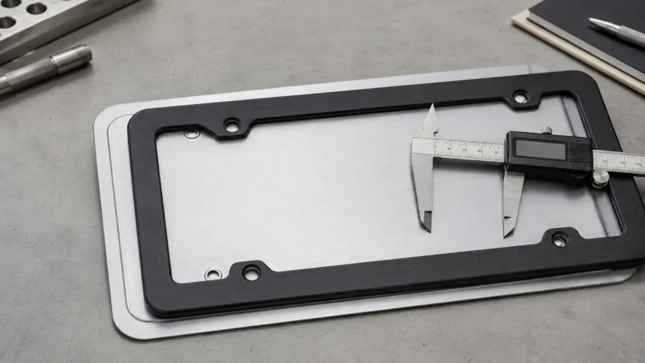 license plate frame opening size