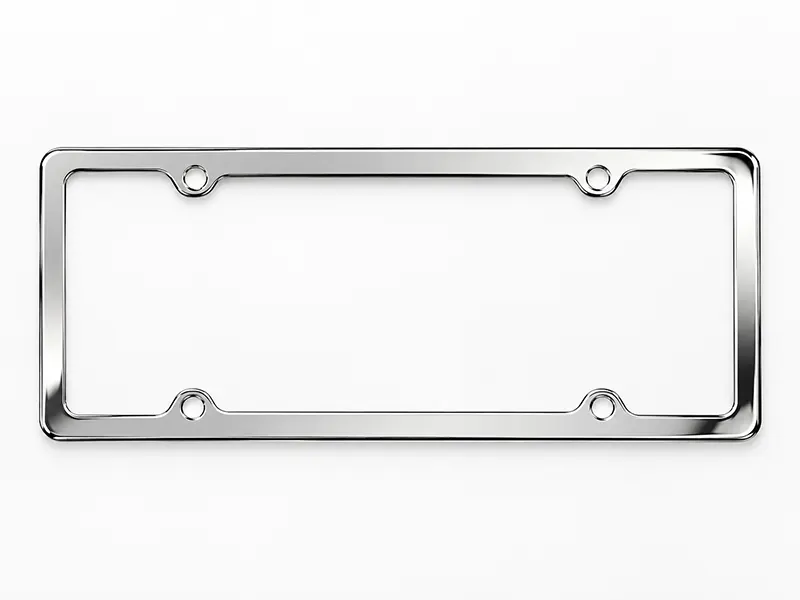 polished metal slimline license plate frames