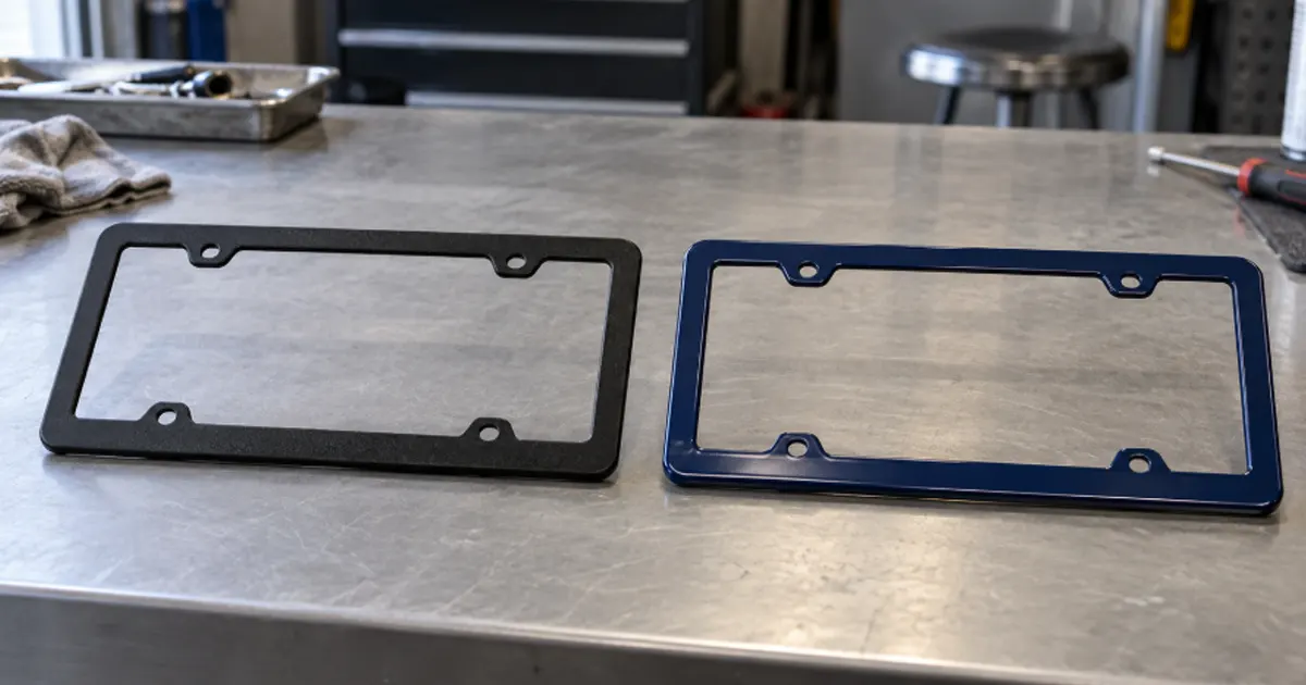 powder coated vs painted license plate frame