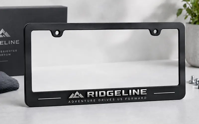 raised letter promotional license plate frame