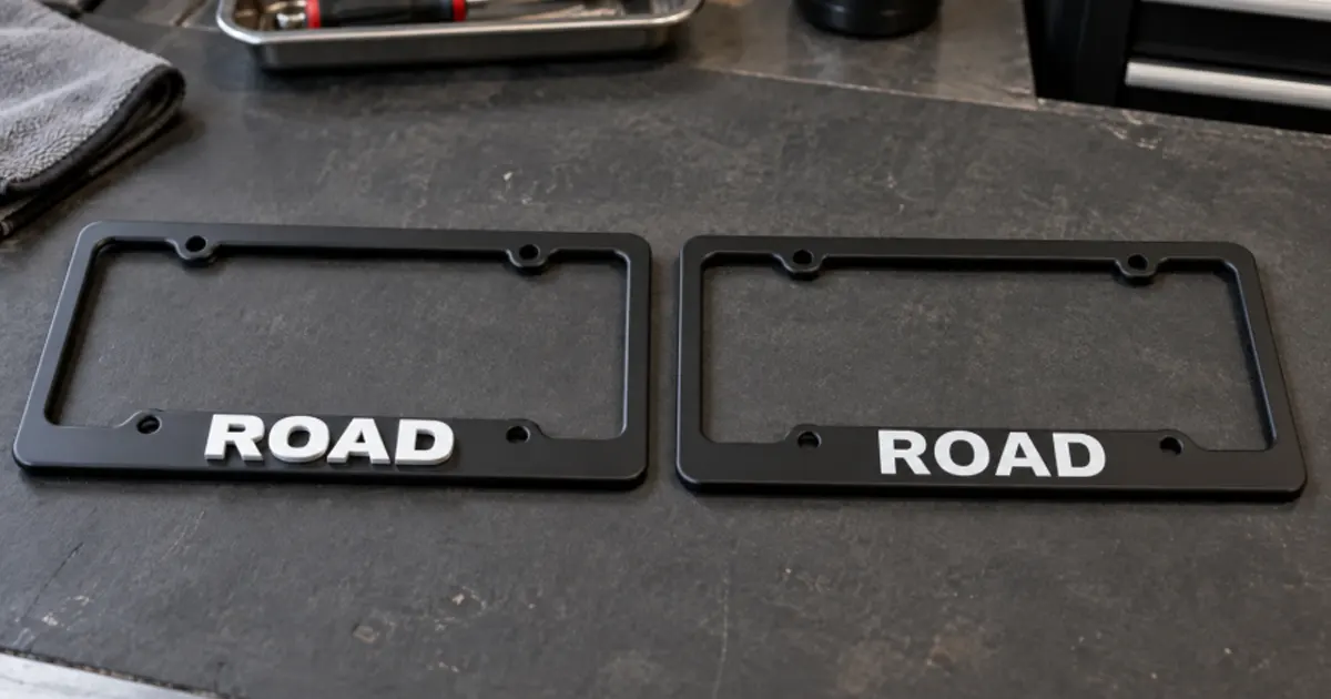 raised letter vs printed license plate frame