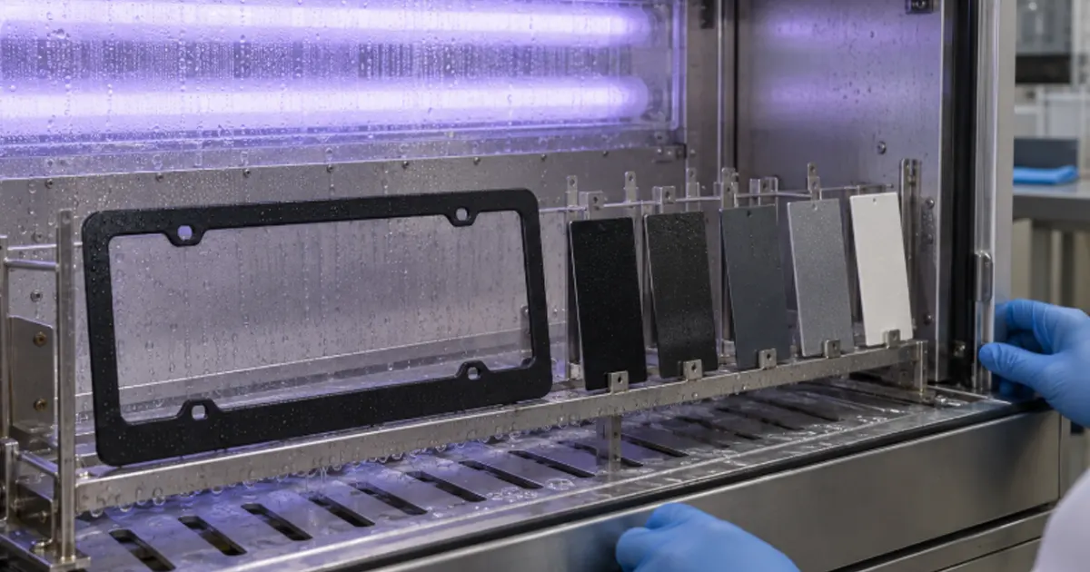 uv weathering test license plate frame