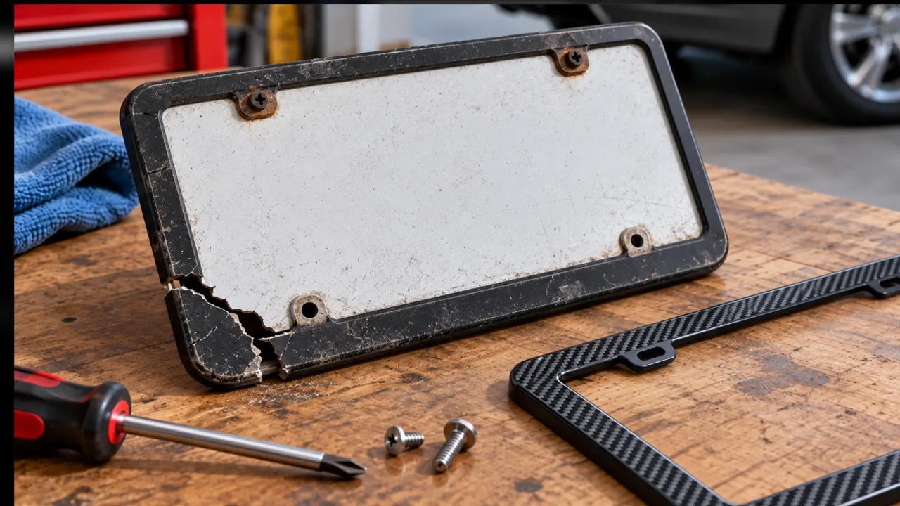 broken license plate frame
