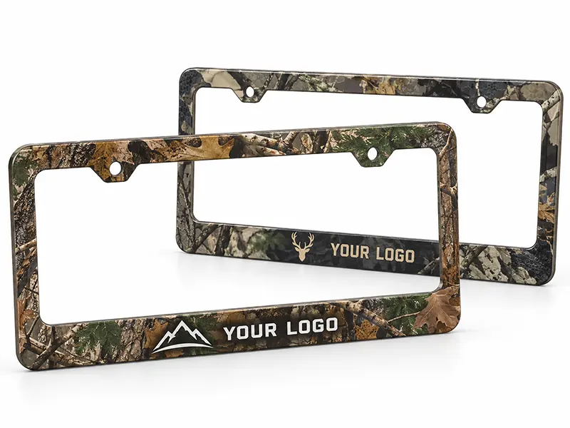 camo license plate frame finishes