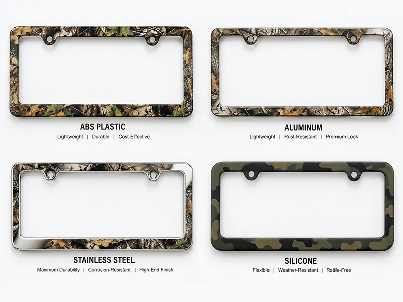 camo license plate frame materials