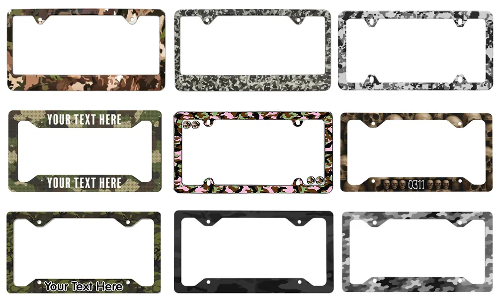 custom camo license plate frames manufacturer