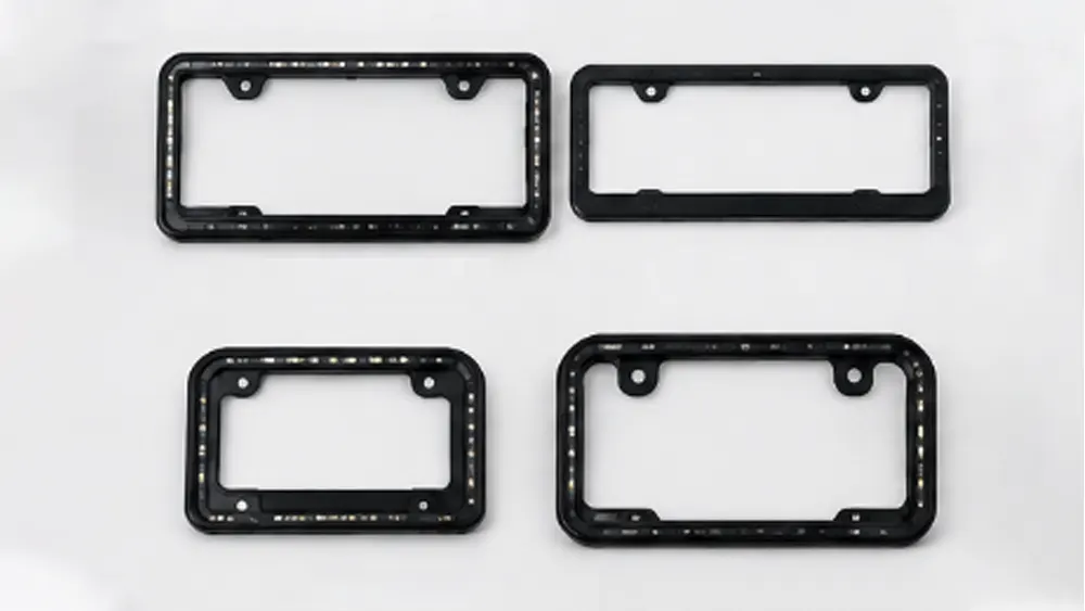custom led license plate frame structures