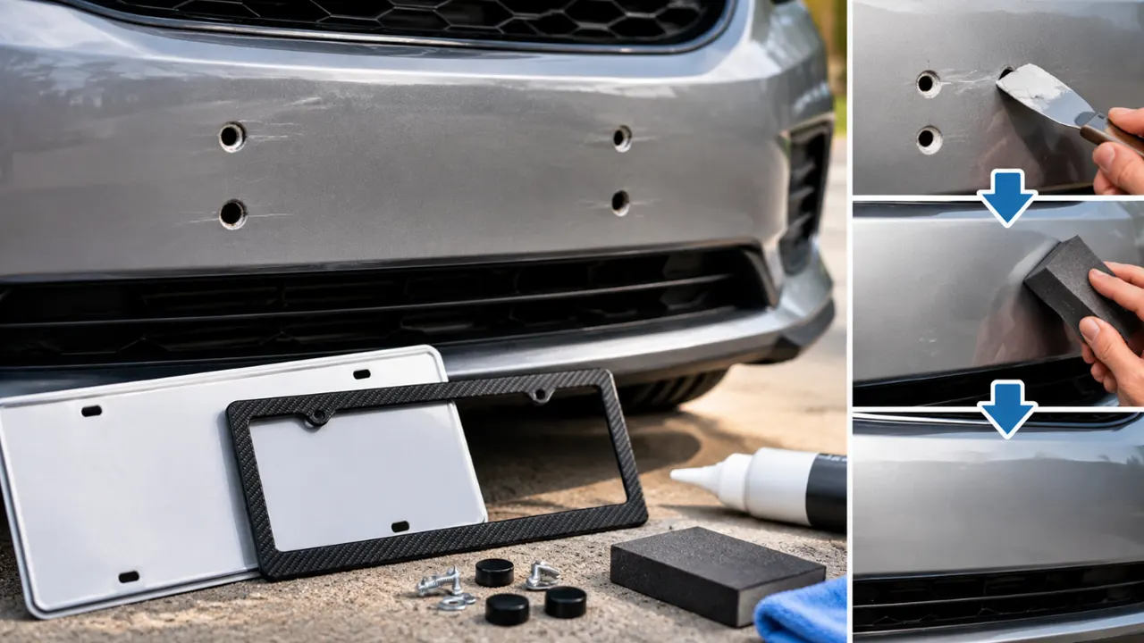 how to fix license plate holes in bumper