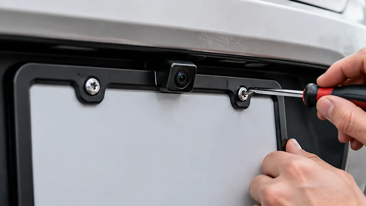 how to install license plate backup camera