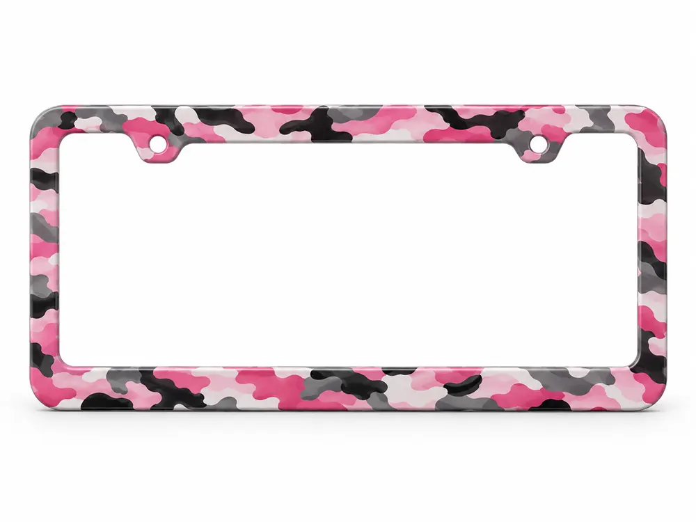 pink camo license plate frame