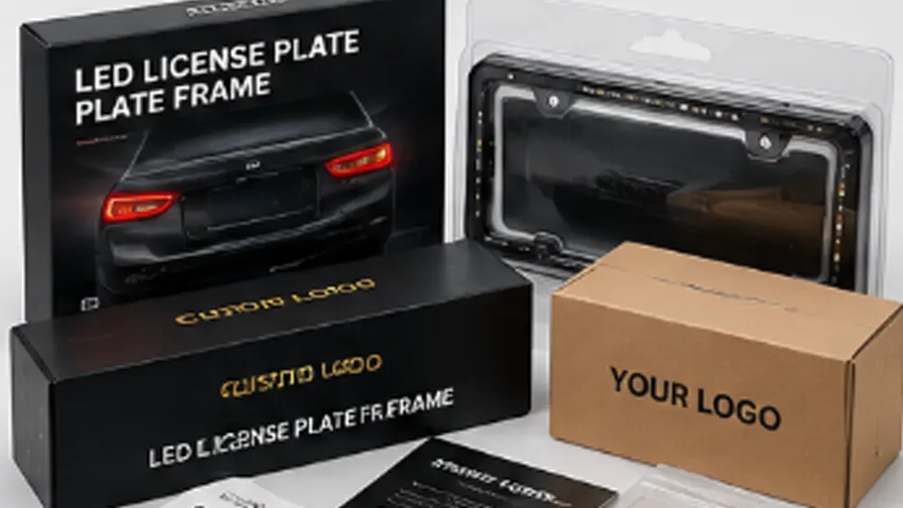 private label led license plate frame packaging